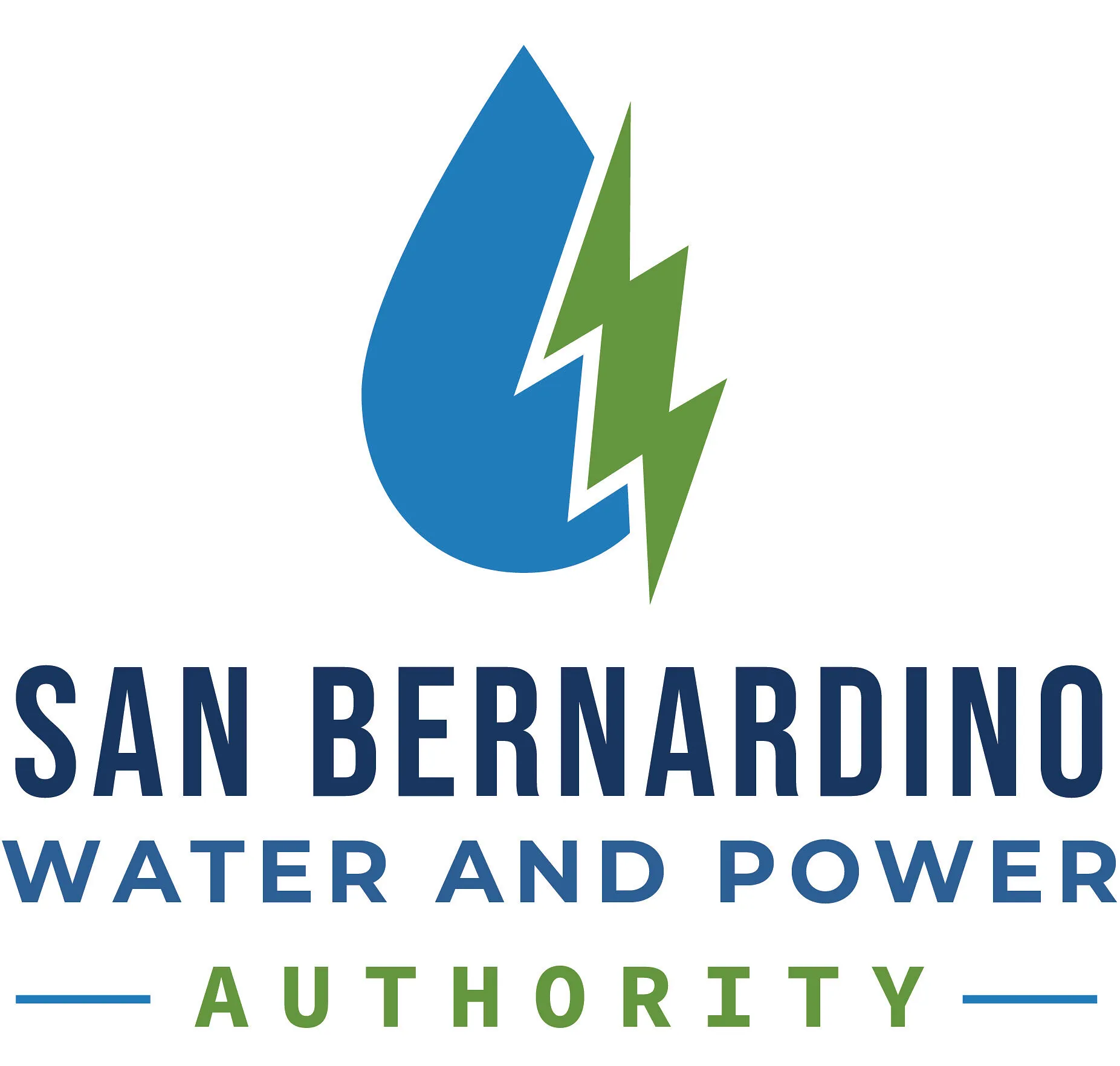San Bernardino Water and Power Authority logo with blue water drop and green lightning bolt